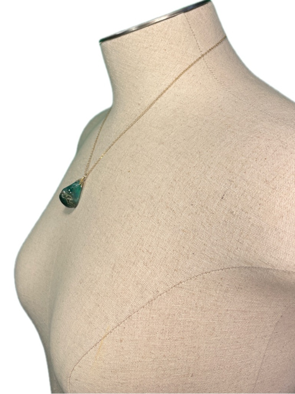 Teal Stone Pendant Necklace on 18” Gold-Tone Chain – Gift Ready 🍃✨ - Picture 6 of 13